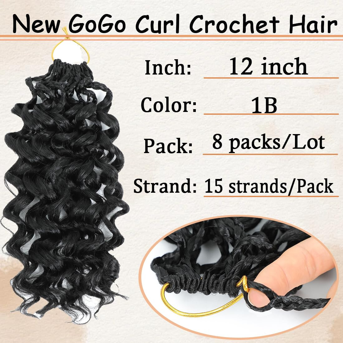 Pre looped Gogo Curl Crochet Hair 12 Inch 8 Packs Pre twisted Short Curly Cro…