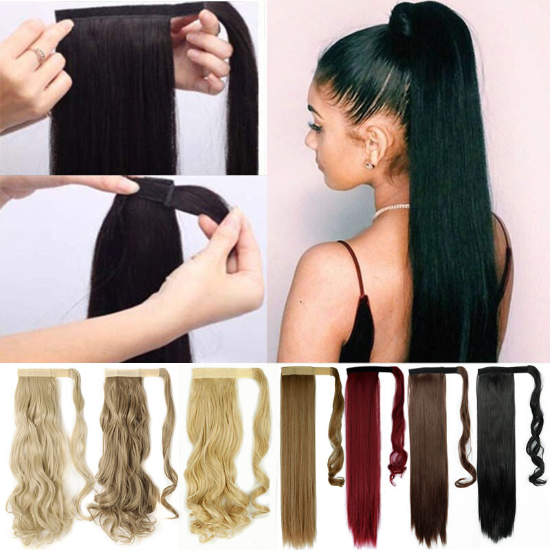 Thick Wrap Around Ponytail Clip in As Human Pony Tail Hairpieces Hair Extension