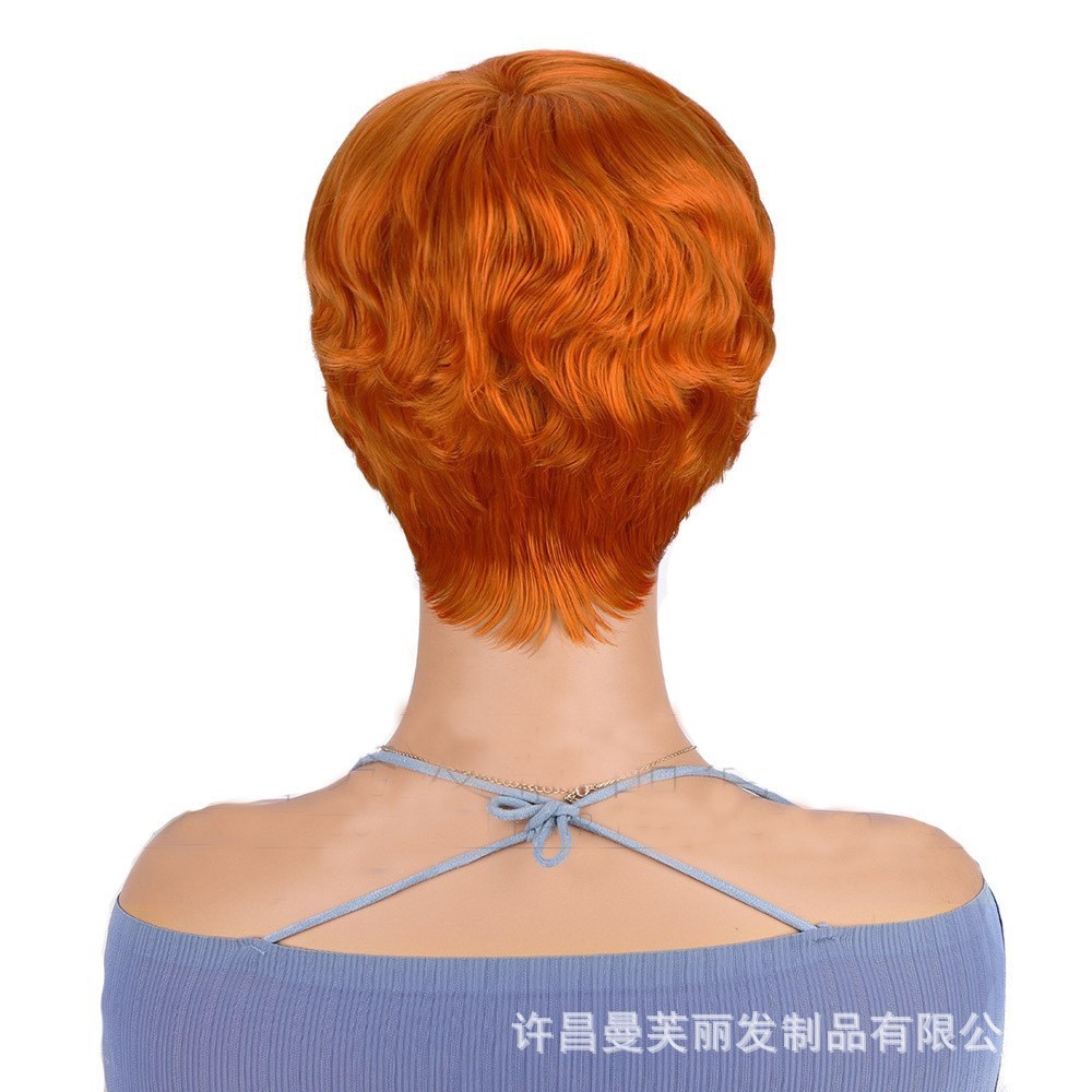 Natural Black Short Straight Wig With Bangs Rose Net Synthetic Full Wig For