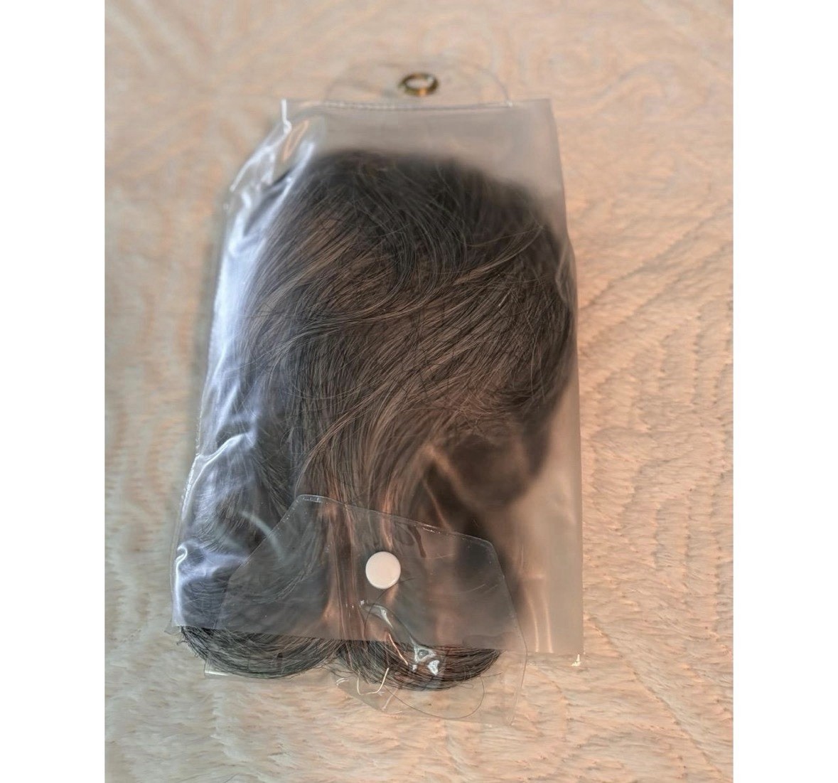 Grey Silver Wavy Curly Hairpiece Layered Synthetic Style Elegant Modern