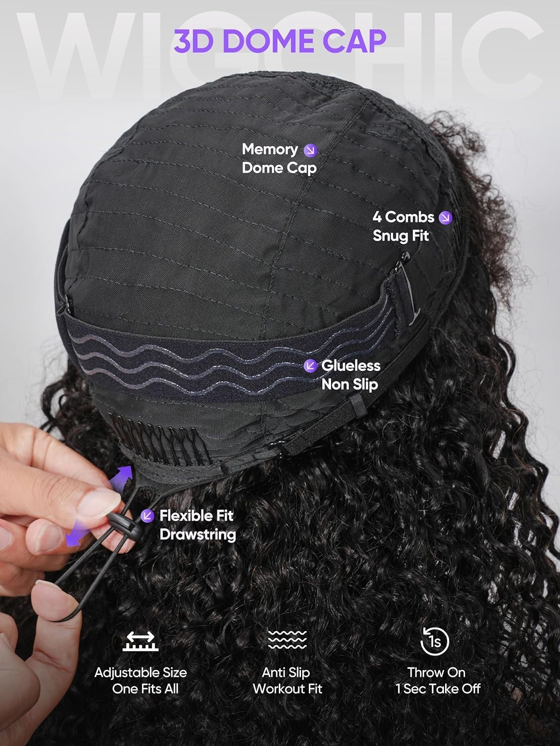 Kinky Curly Half Wig Virgin Human Hair, Seamless 4C Edges, Flip Over Drawstring