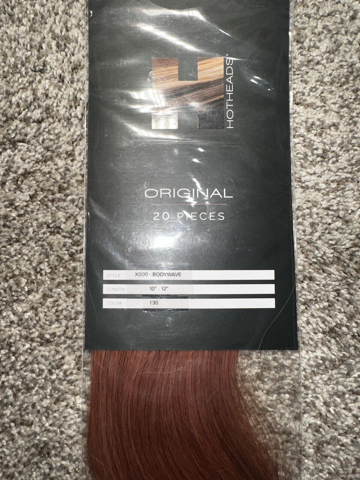 HOTHEADS Hair Extensions, 20 Pieces, Length: 10”-12”, Color: 130 (Copper Red)