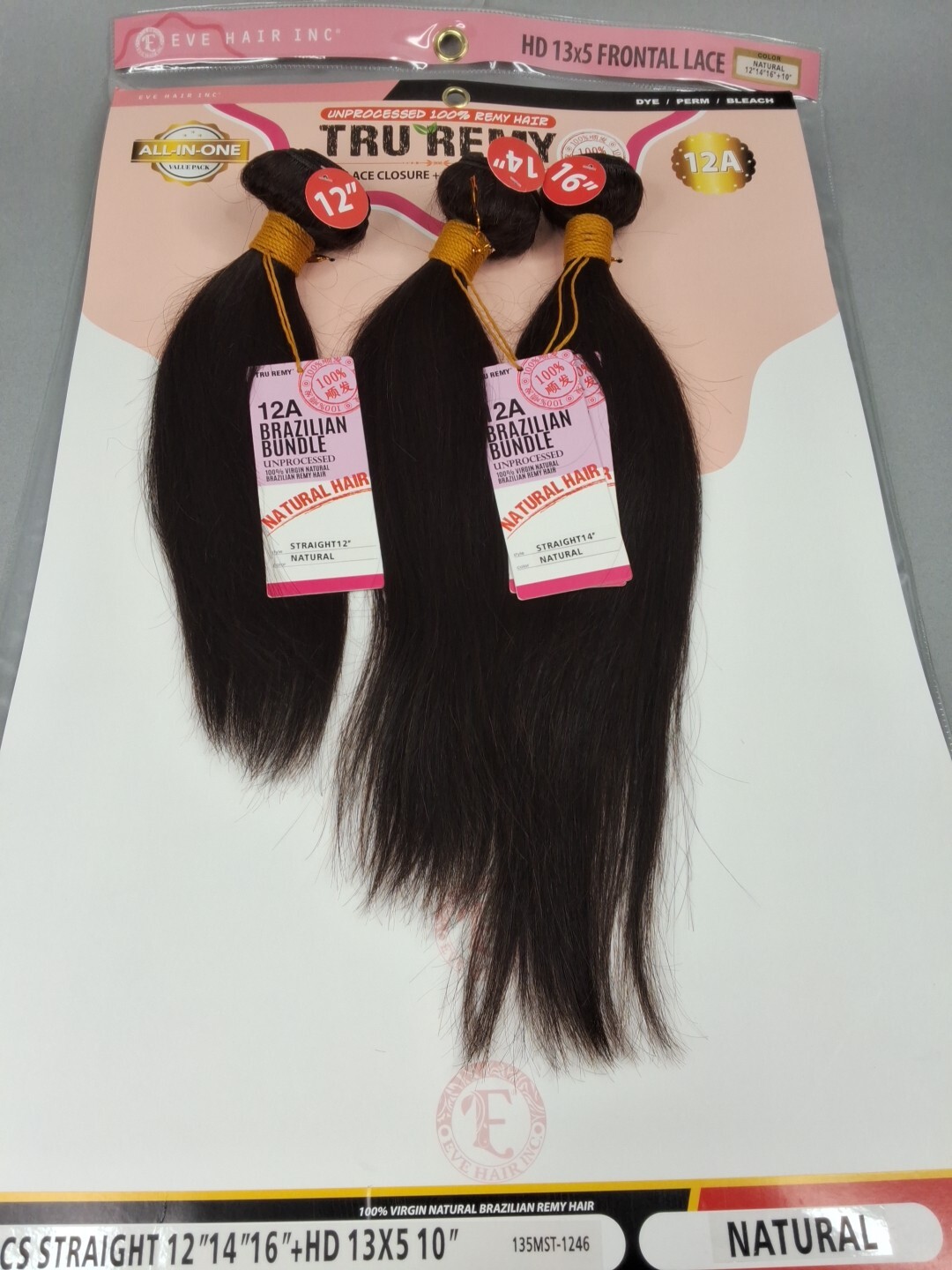 12″ 14″ 16″ Straight Bundles And HD Frontal Unprocessed Human Hair Natural Black
