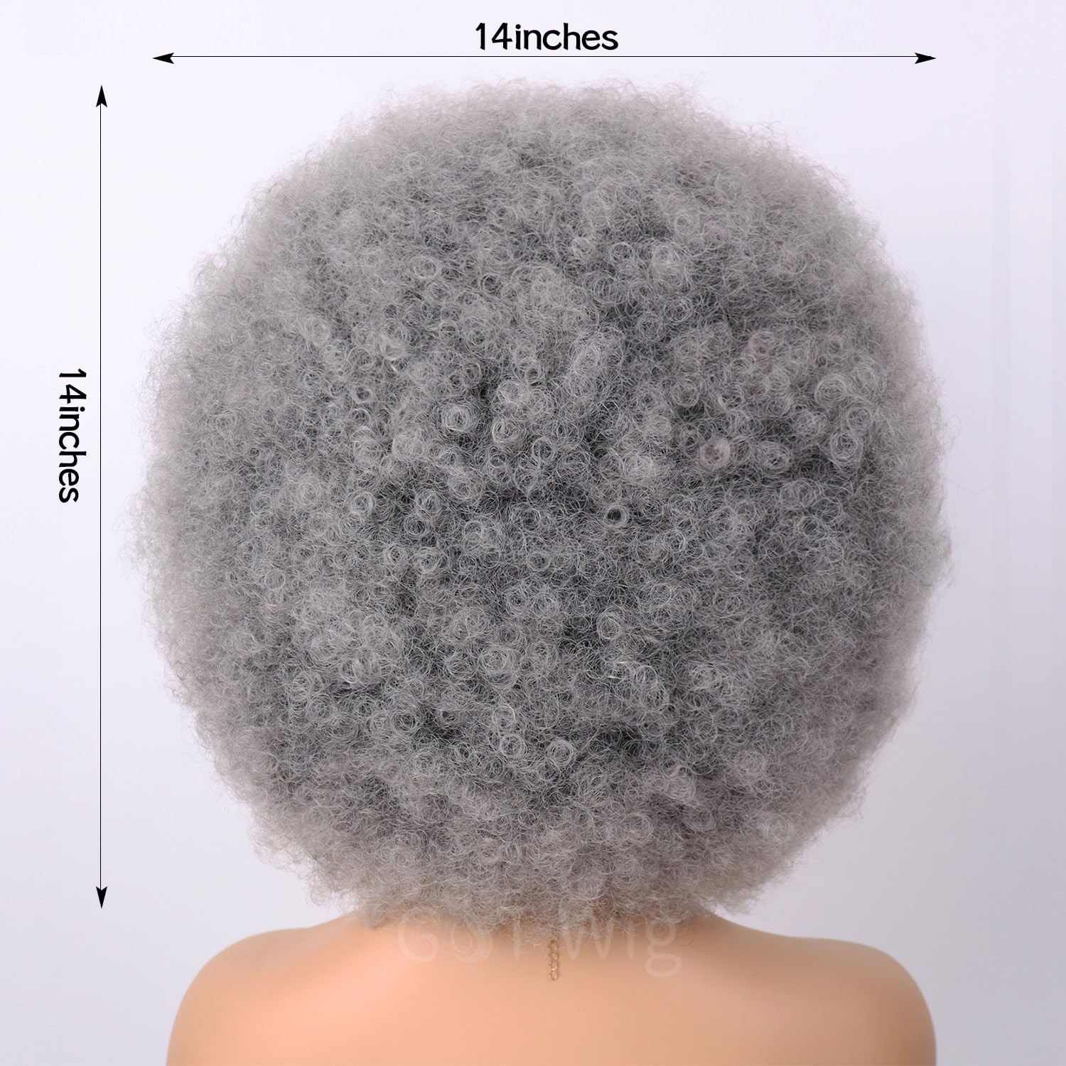 70s Dark Grey Afro Curly Wigs for Unisex Men Women Glueless Wear and Go Wig L…