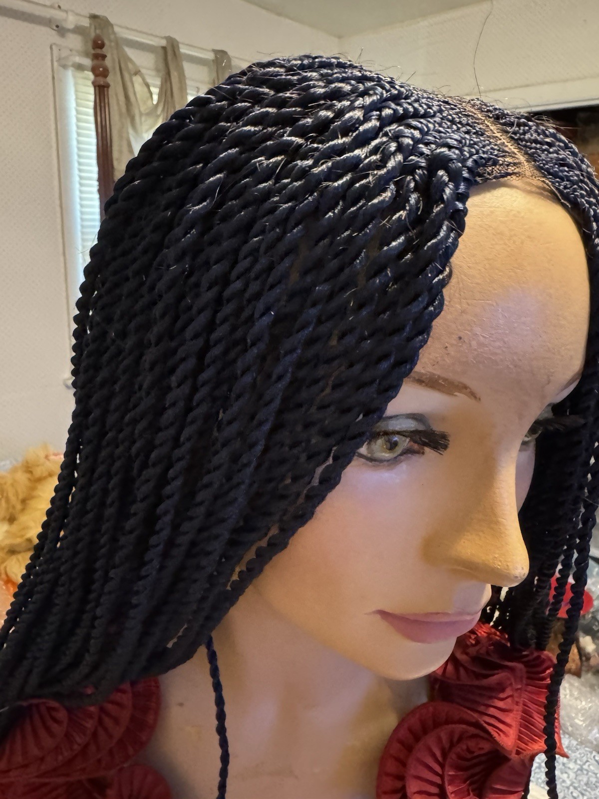 Braided wig Twist Wig 26 Inches Long. Color Twisted Black Blue Braids
