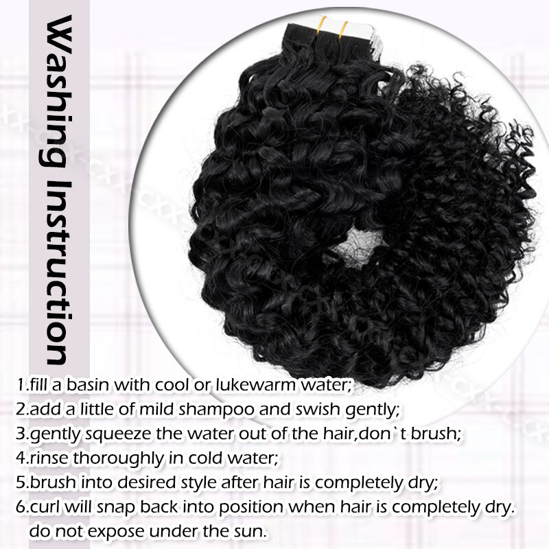 Kinky /Yaki PU Skin Wefts & Tape 100% Remy Human Hair Extensions 20pcs 50g Curly