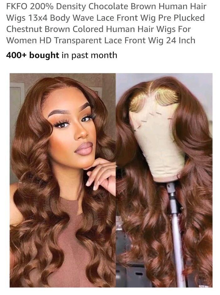 Women’s Human Hair 24 Chocolate Brown Lace Front Deep Wave with Baby Hair 13×4