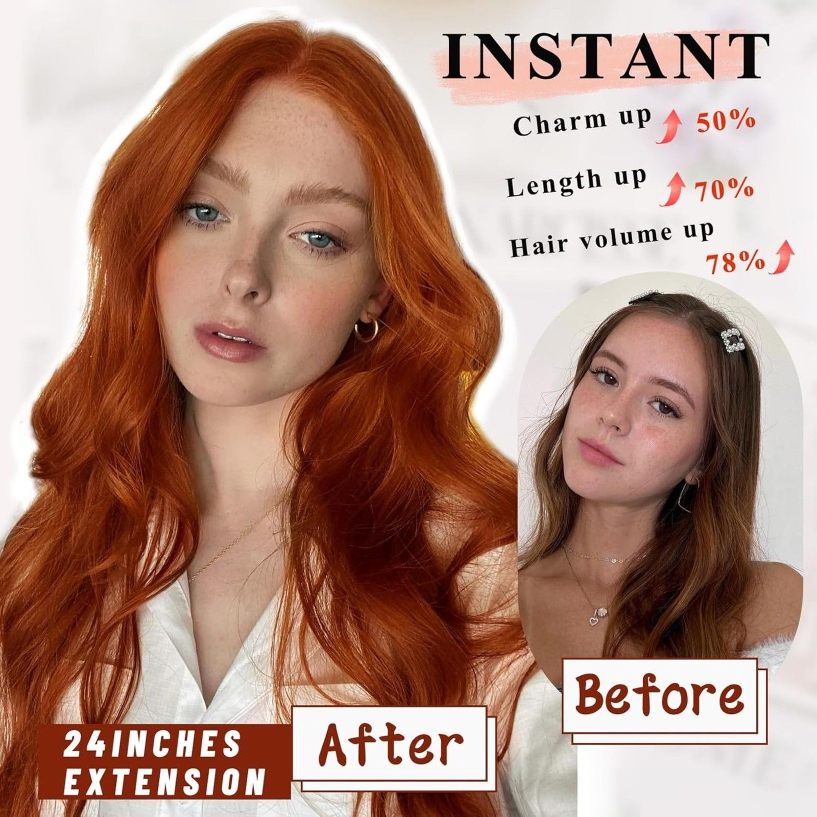 Curly Hair Extensions 4PCS Long Wavy Synthetic Thick Hairpieces, 18C184H011