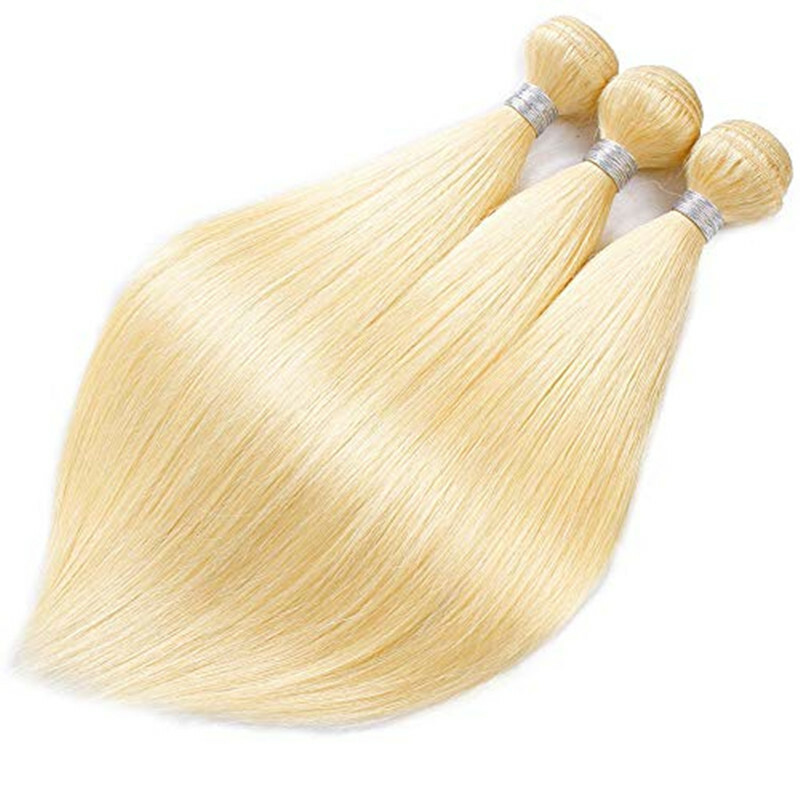 3 Bundles 24inch 613 Blonde Human Hair Weft Straight Brazilian 100% Human Hair