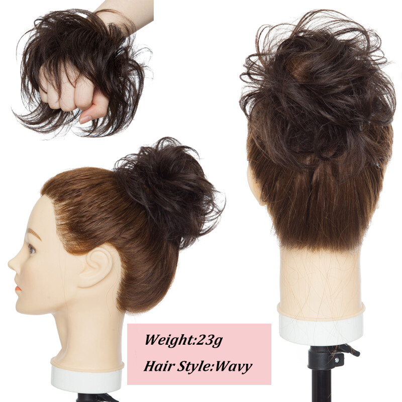 Pony Messy Bun Scrunchie Updo Chignon Remy Human Hair Piece Free Pressure Tail a