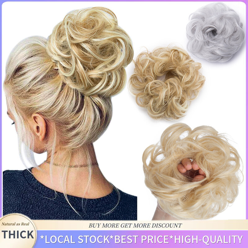 Large Messy Bun Curly Scrunchie Hair Piece False Updo Cover Hair Extension Thick