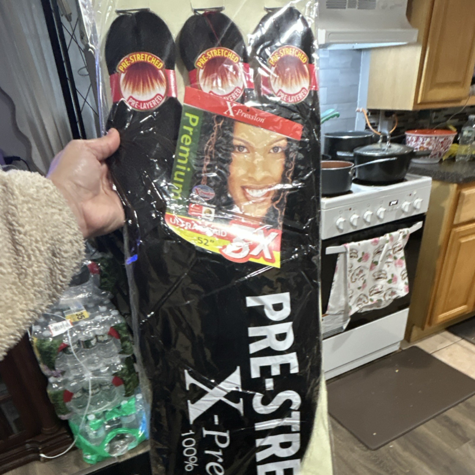 X-Pression Ultra Braid 3X 52″ Straight Pre-Stretched Synthetic Hair Black