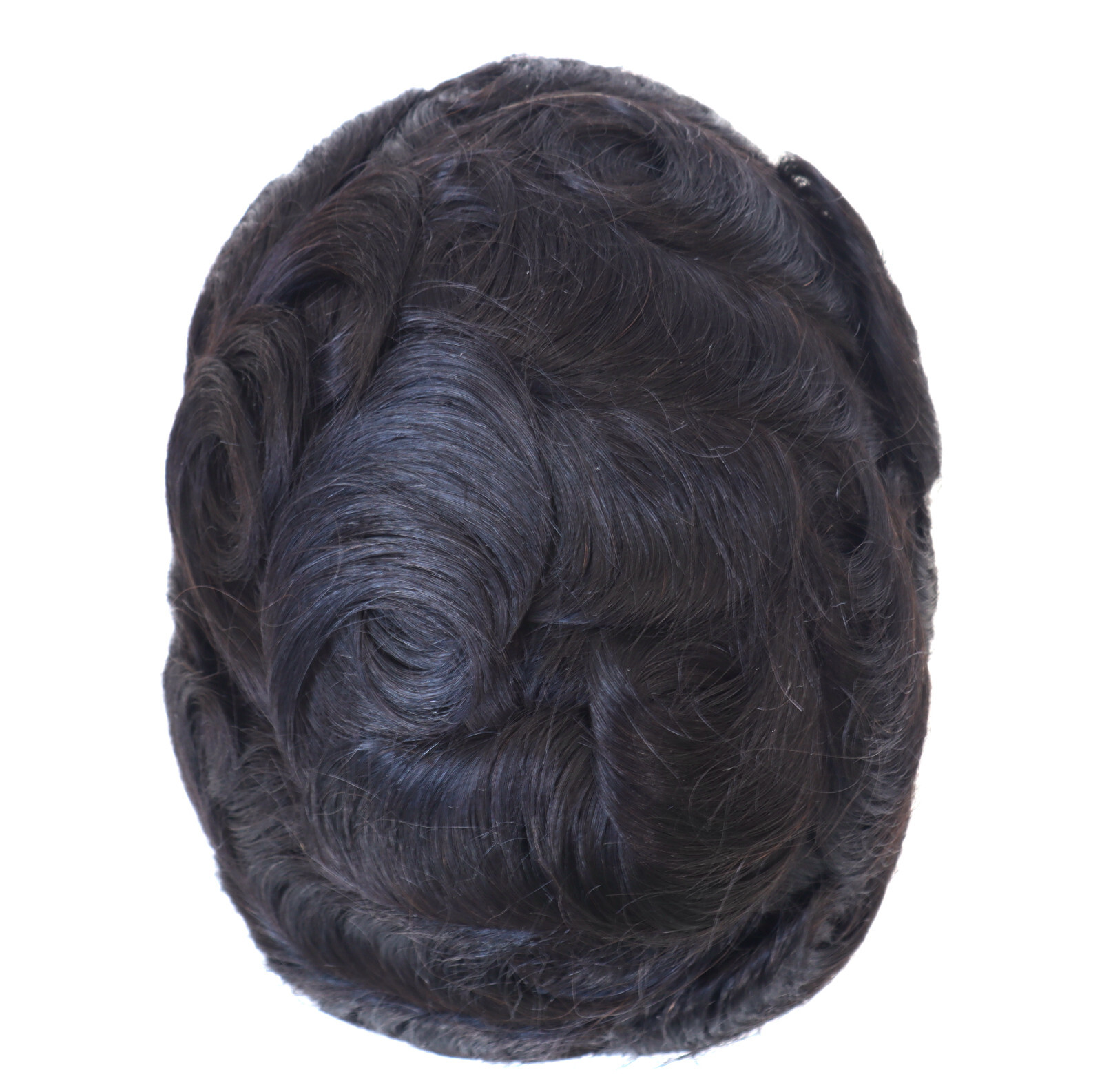 Natural Mens Toupoee Lace Front Hair Replacement System Black Hair Pieces #1B