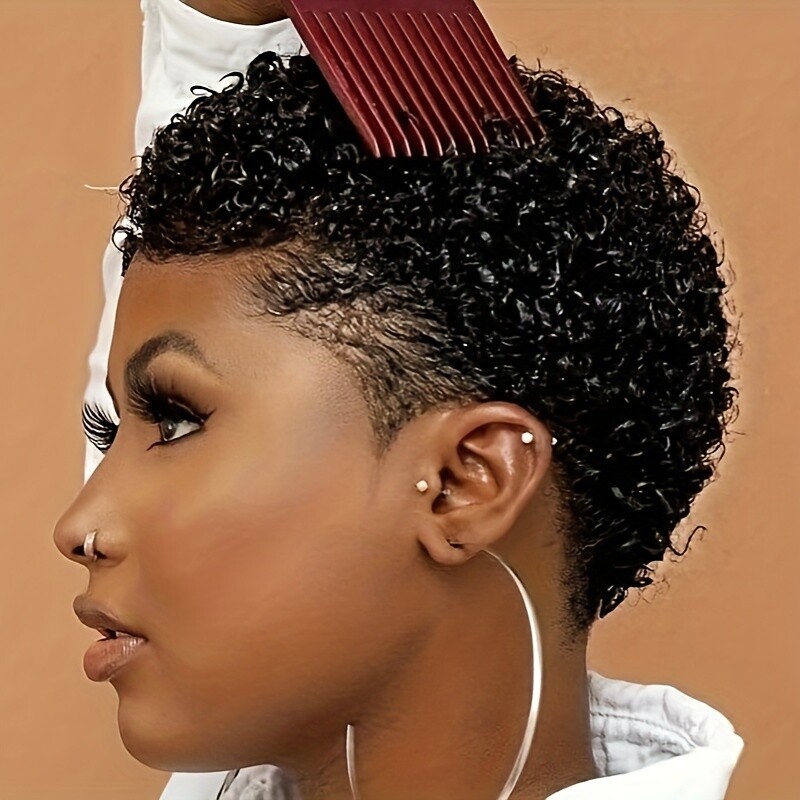 Black Wigs Afro Curly Pixie Cut Wigs 100% Human Hair Affordable Wig