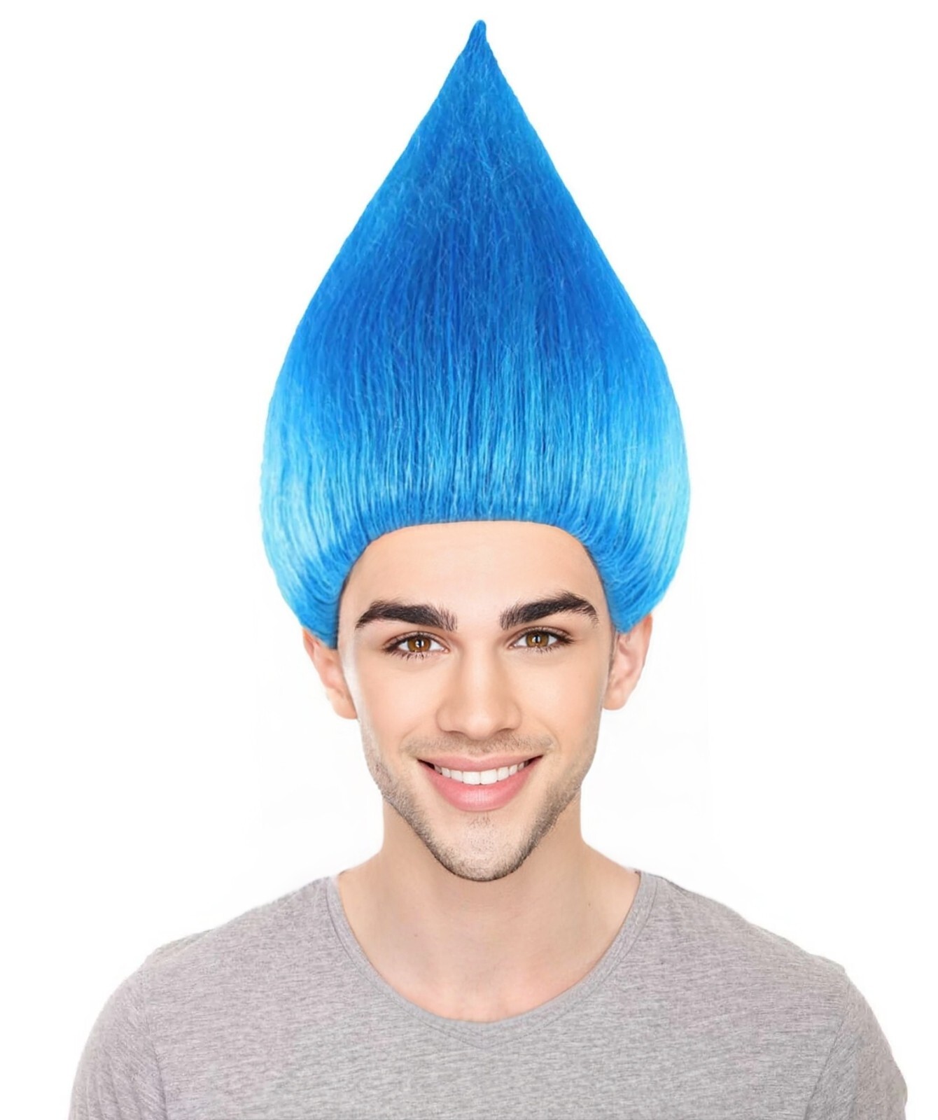 Blue Straight Troll Wig for Men- Synthetic Hair Costume for Halloween & Cosplay
