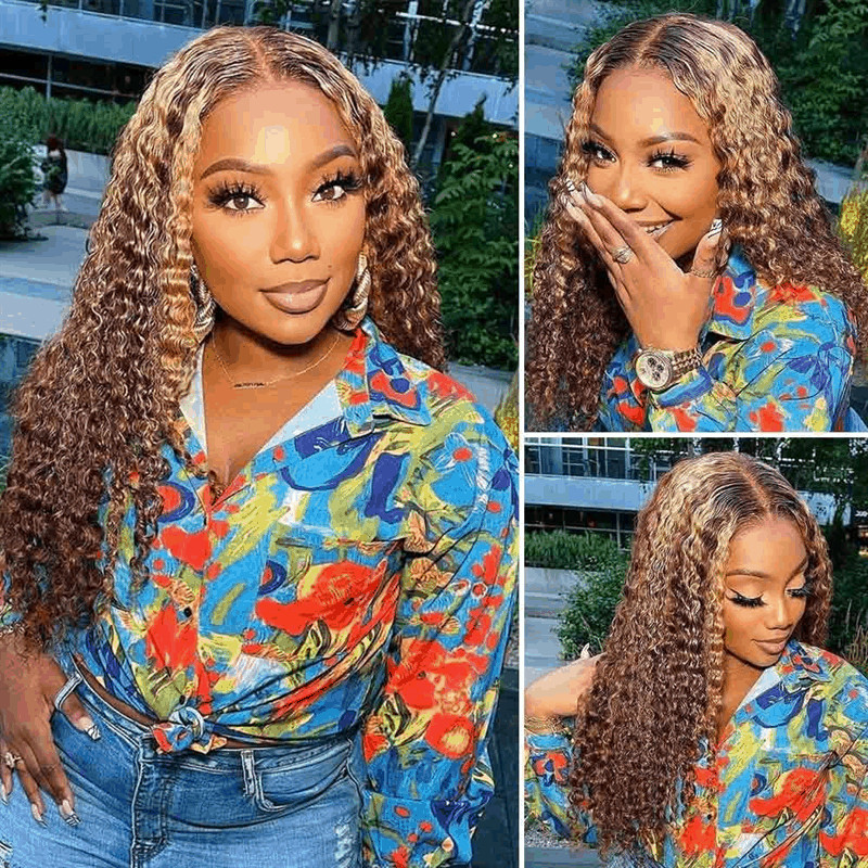 Ombre Highlight Piano Color 13×4 Lace Wig Jerry Curly Human Hair Wig With Baby H