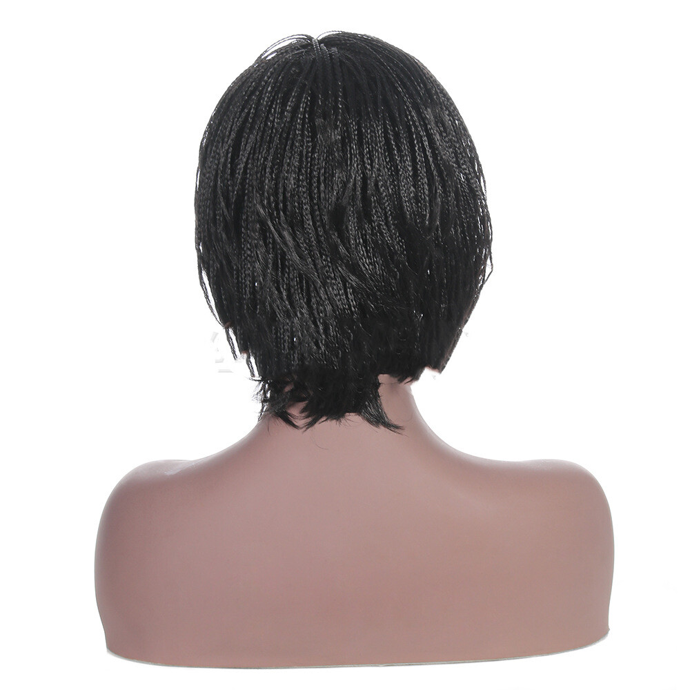 Micro Braided Wigs Bob Braids Wigs with Bangs for Black Women Natural Braids Wig