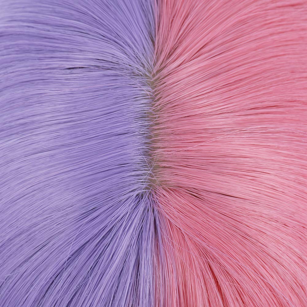 Purple and Pink Wig Long Curly Wig with Bangs Half Color Wigs for Women Girls…