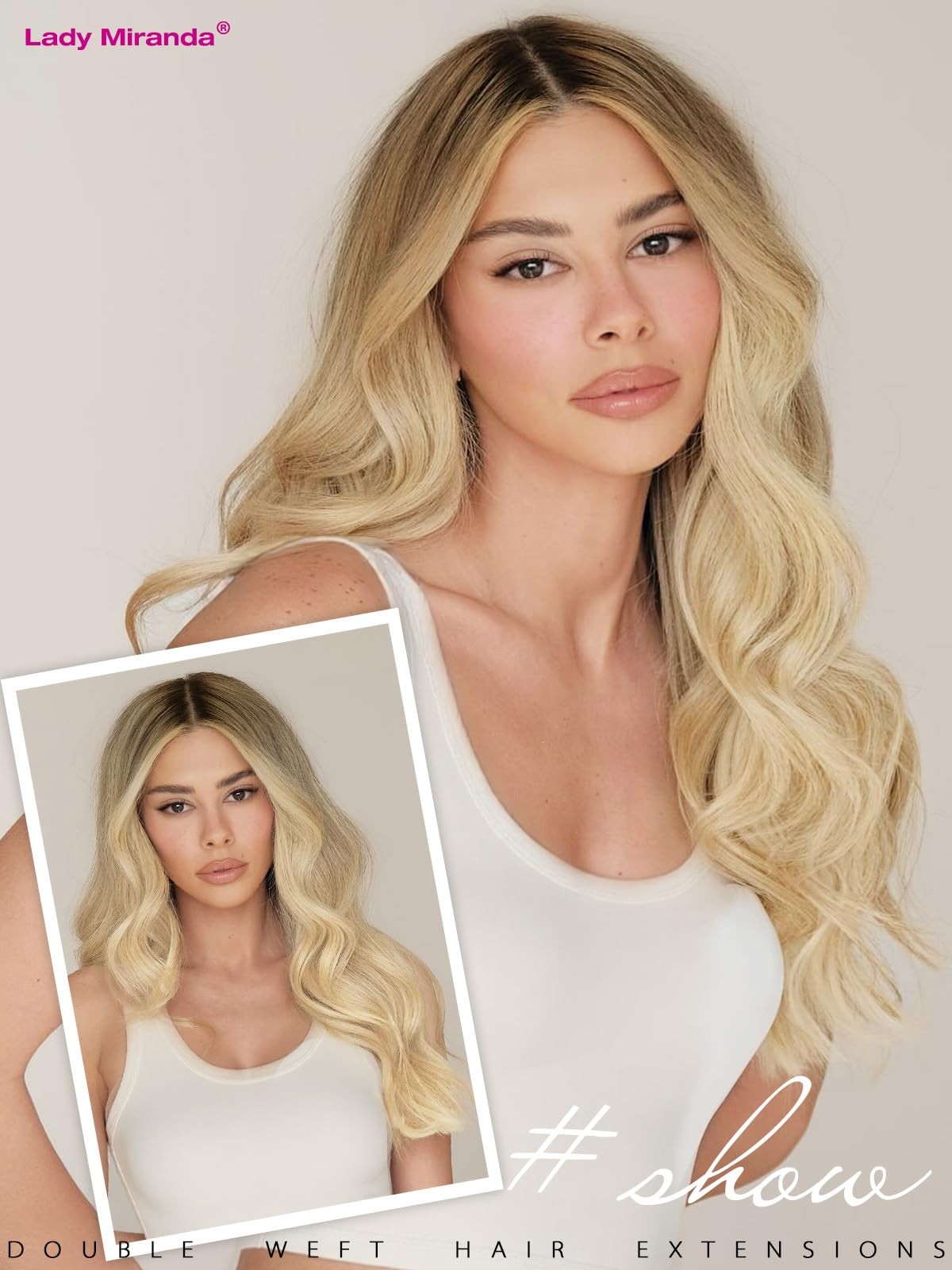 Lady Miranda Ovo Double Weft Hair Extensions Real Human Hair 20 Inch 100G 8Pcs