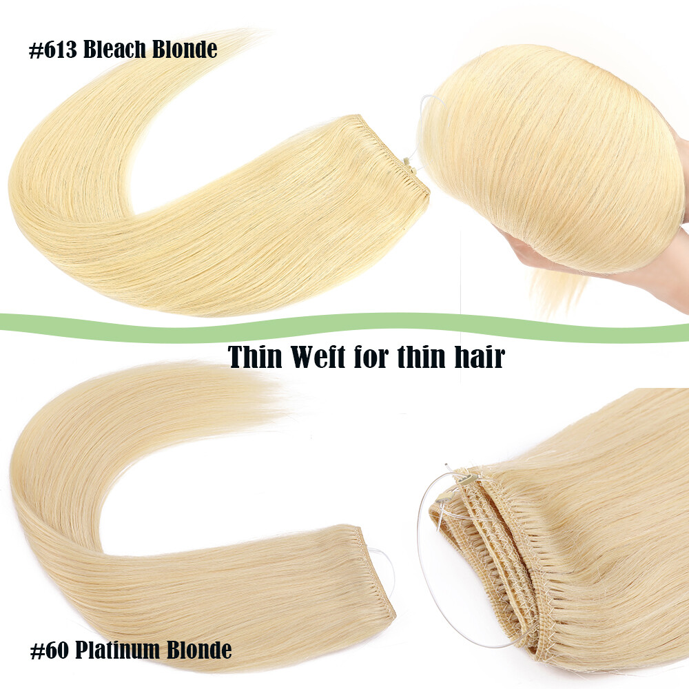 CLEARANCE Ring Wire In Remy Human Hair Extensions Hidden Headband Clip One Piece