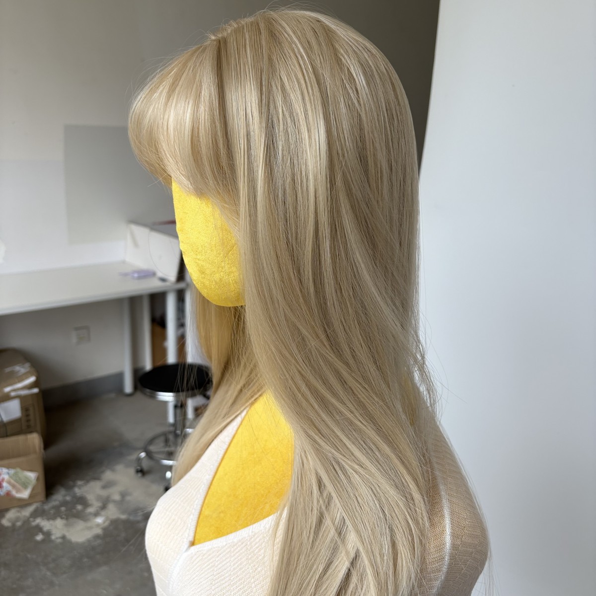 Heat Resistant Hair Natural Costume Wigs With Bangs Mixed blonde Long Straight