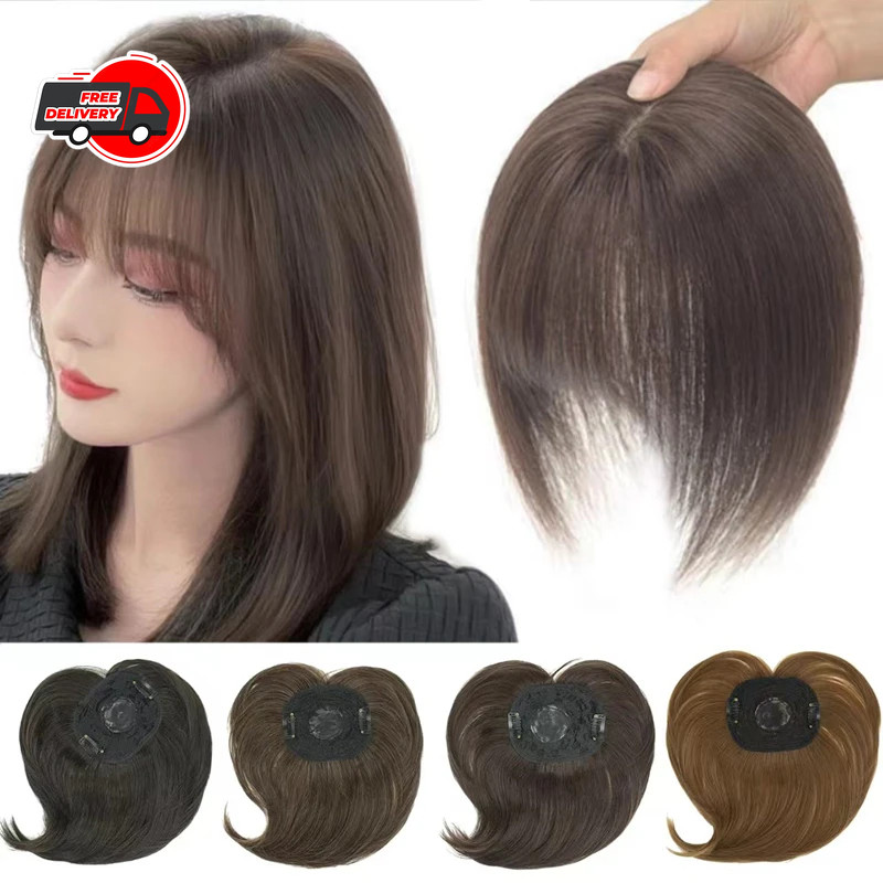 Invisible 3D Synthetic Hair Topper With Bangs Fake Hair Toupee for Men and Women