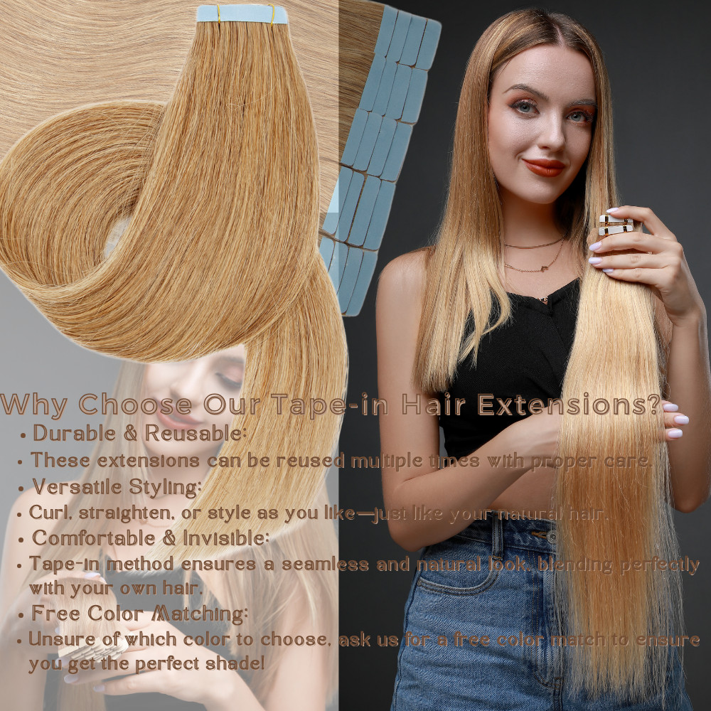 12-24″ Thick Remy Tape In Remy Human Hair Extensions Full Head Highlight 100g US