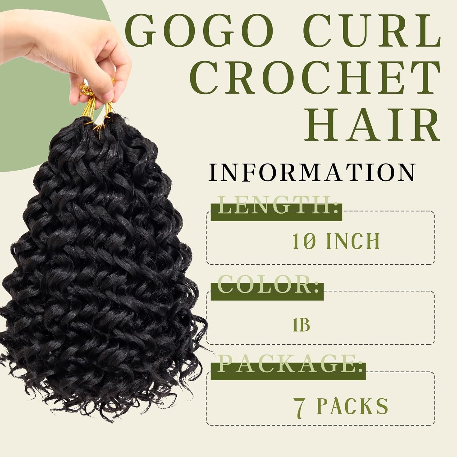 7 Packs 10″ Curly Crochet Hair for Black Women – Deep Ocean Wave Synthetic Braid