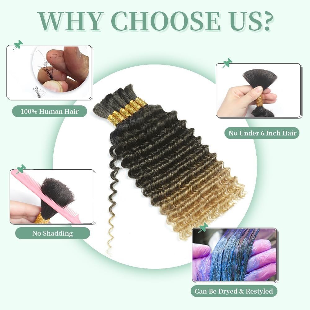Goday Ombre Honey Blonde Braiding Hair 6 Bundles/Pack 150G 14 Inch Boho Hair