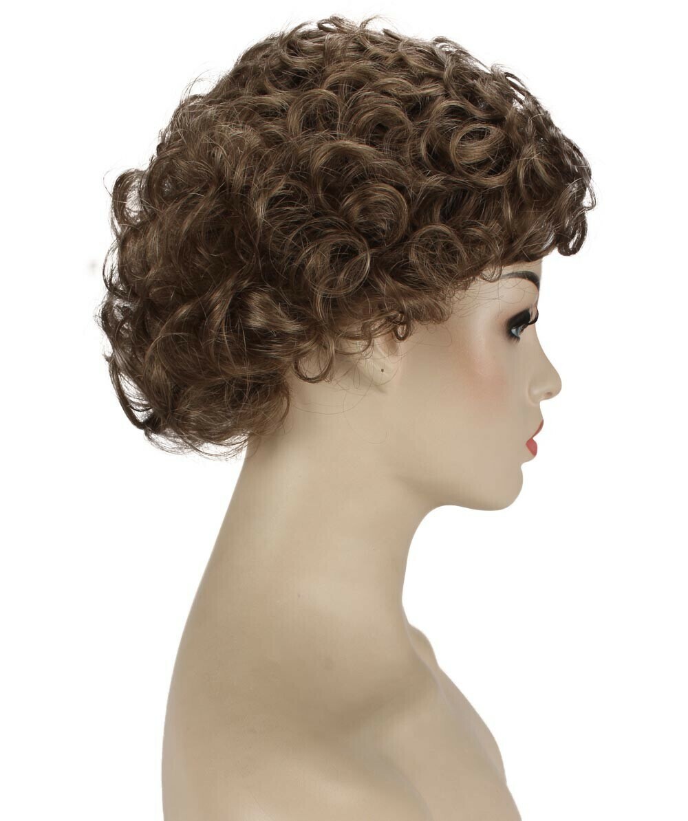 Monroe – Curly Kanekalon Synthetic Fiber Full Wig, 4 – 4.5 in, Ash Light Brown