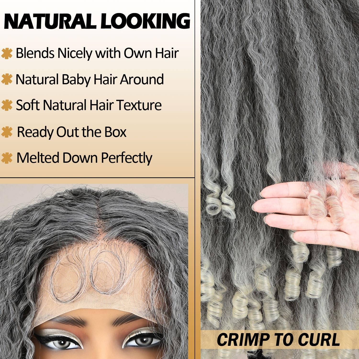 Afro Kinky Straight Lace Front Grey Wig 20 Inch T Part Salt and Pepper Wigs