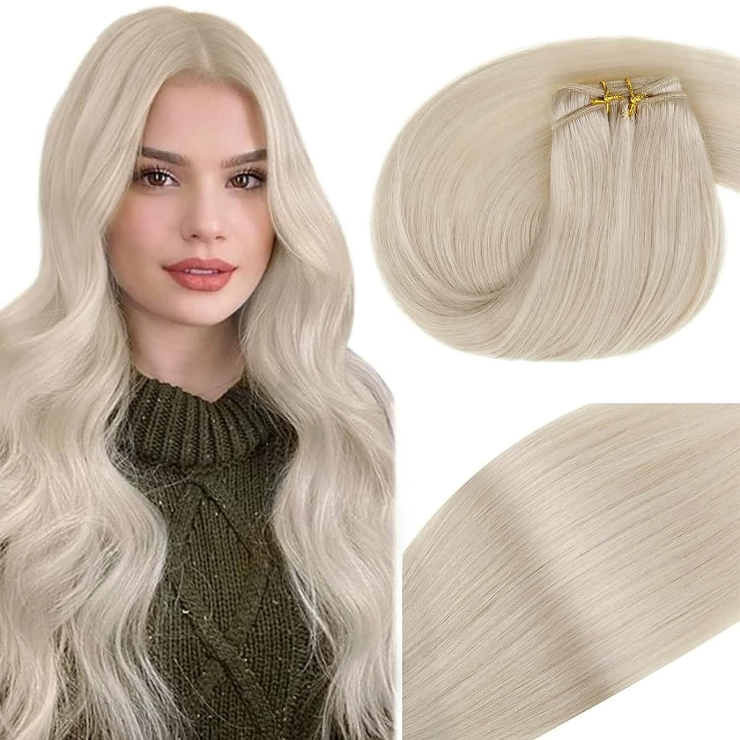 Weft Hair Extensions Real Human Hair Sew in Double Weft Weaves Remy Hair Style