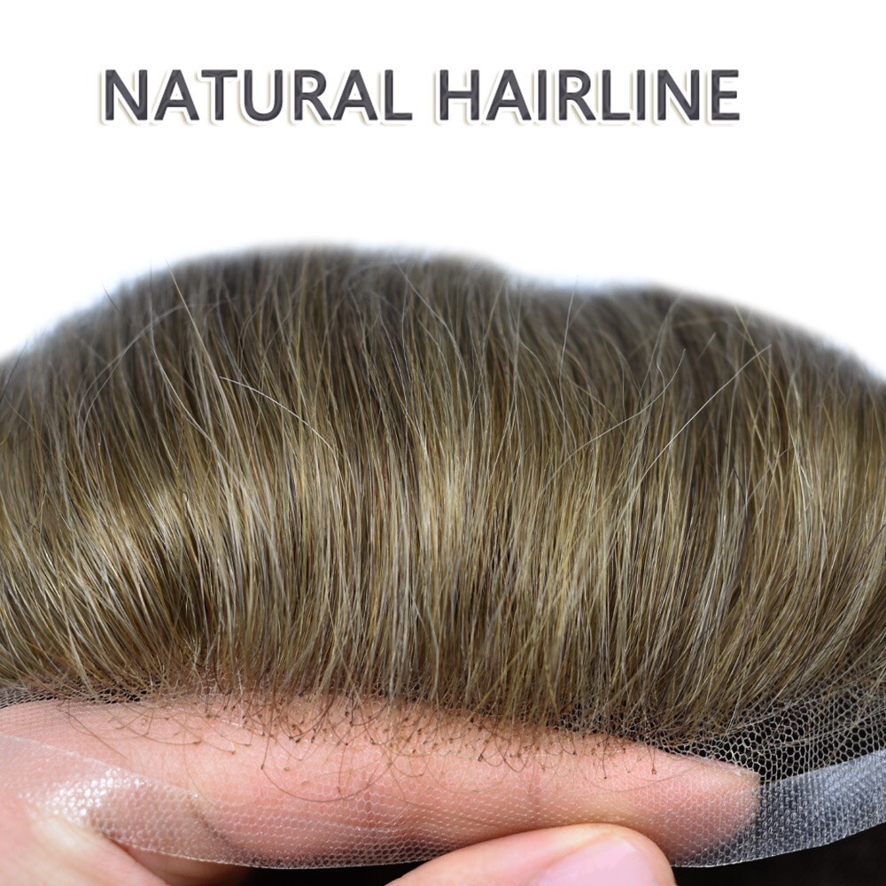 Full Swiss Lace Mens Toupee Light Density Human Hair System Replacement for Men