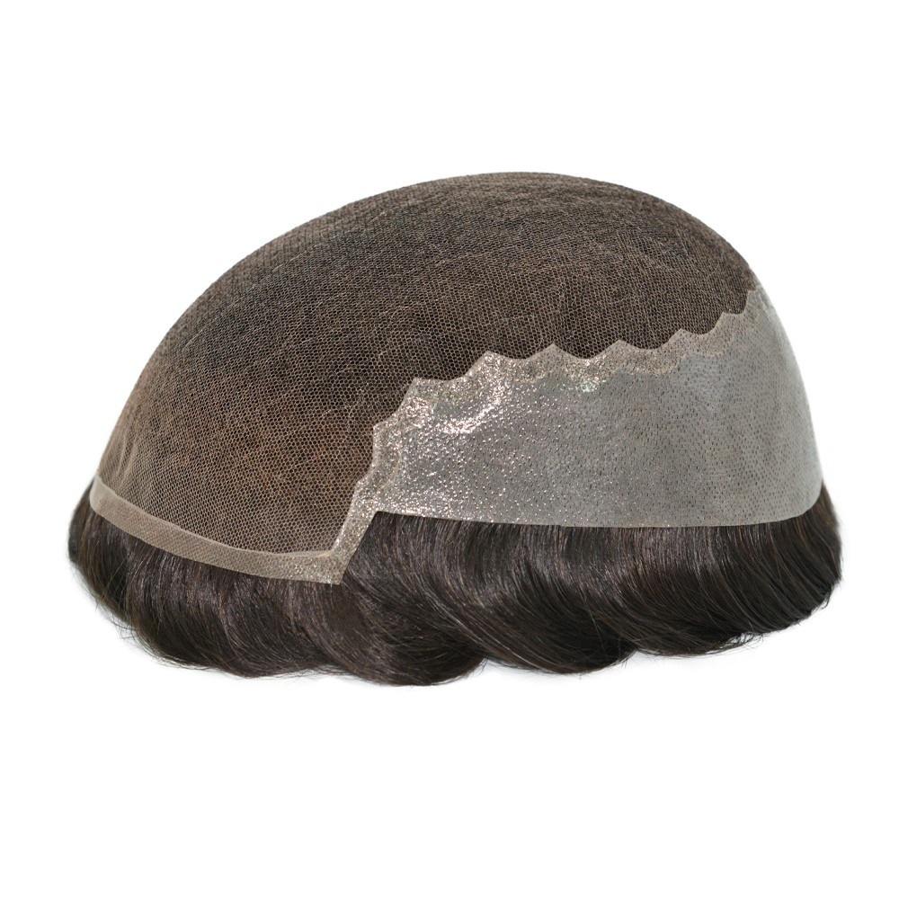Mens Toupee Human Hair Replacement SystemFrench Lace Front Hairpiece Q6 6×9 #3