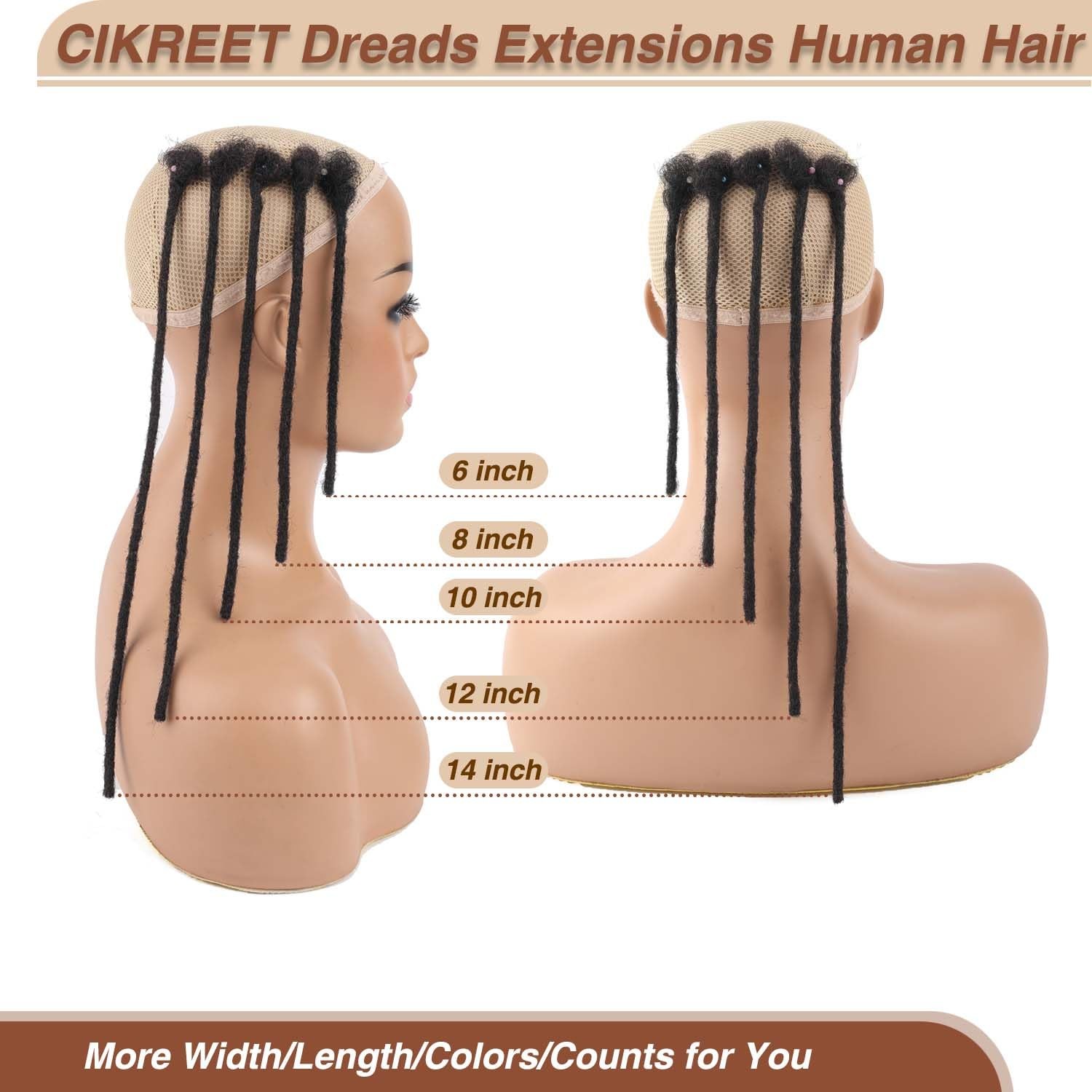 Cikreet 4 Dark Brown Loc Extensions Human Hair Dreads Extensions For Men Women