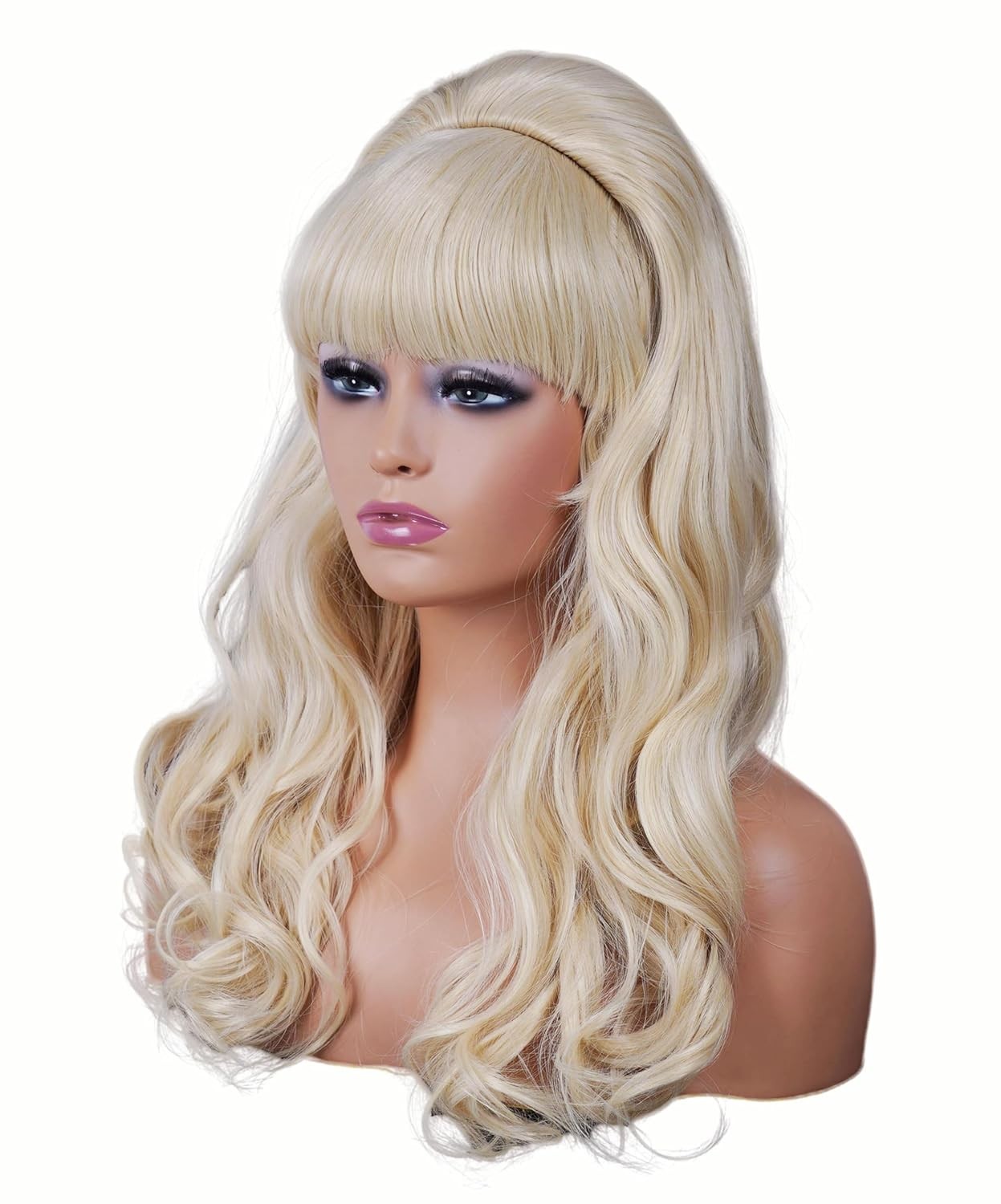 Blonde Long Wavy Wig Retro Beehive Bouffant Women’s 80s Costume Halloween Party