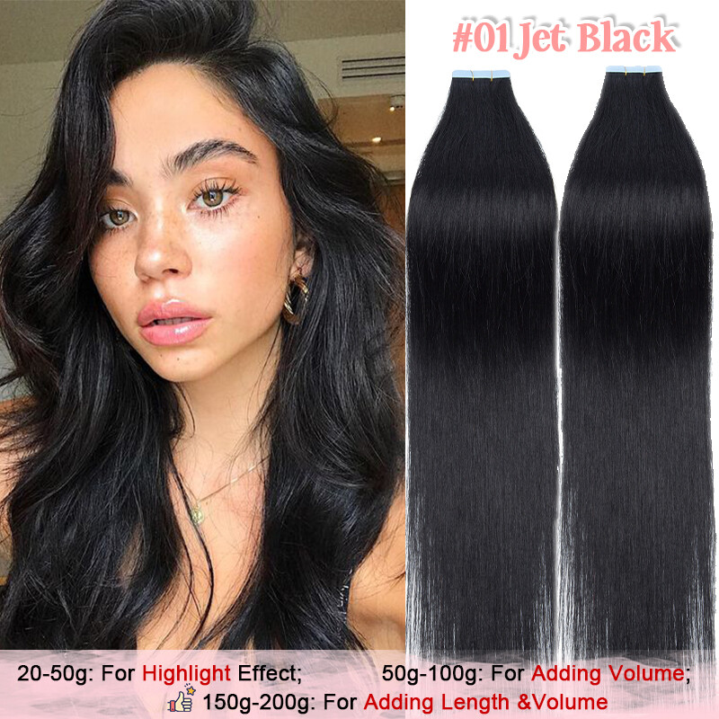 Body Wave Glue Tape In Human Hair Extensions 100% Real Remy Wavy Seamless Blonde
