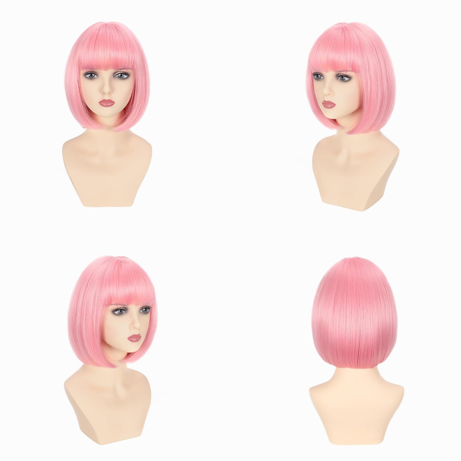 Platinum Blonde Bob Wig Synthetic Rose Net Full Head Wig for Women Natural Look