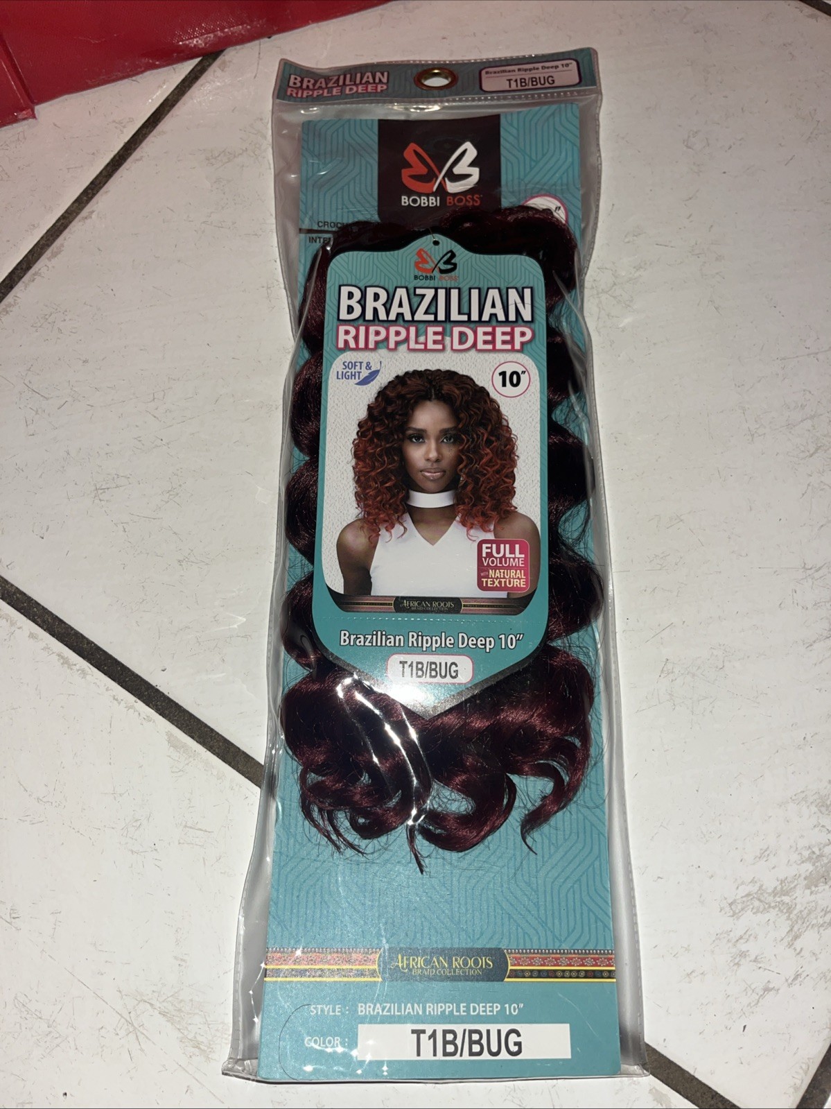 Bobbi Boss Brazilian Ripple Deep 10”, Crochet Interlocking Color T1B Burgundy