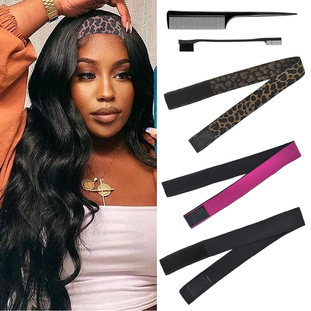 Elastic Bands Set for Wigs and Lace Frontals – 3 pieces with Rat Tail Comb, E…