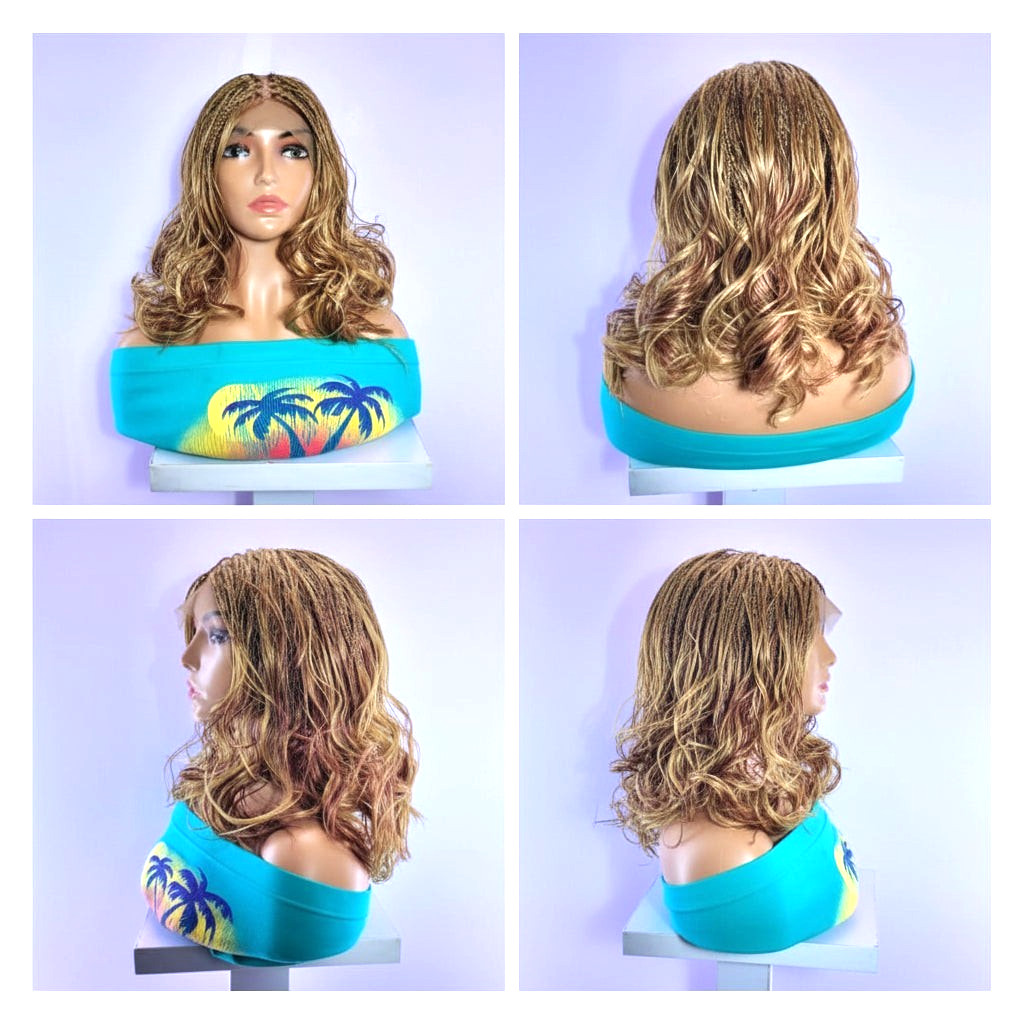 Braided Wig. Knotless Braids with Curly Ends. Full Lace with Baby Hair
