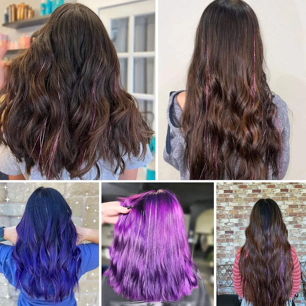 Goabroa Hair Tinsel Kit with Tools, 47 Inches 5 Colors 2550 Strands Heat Resista