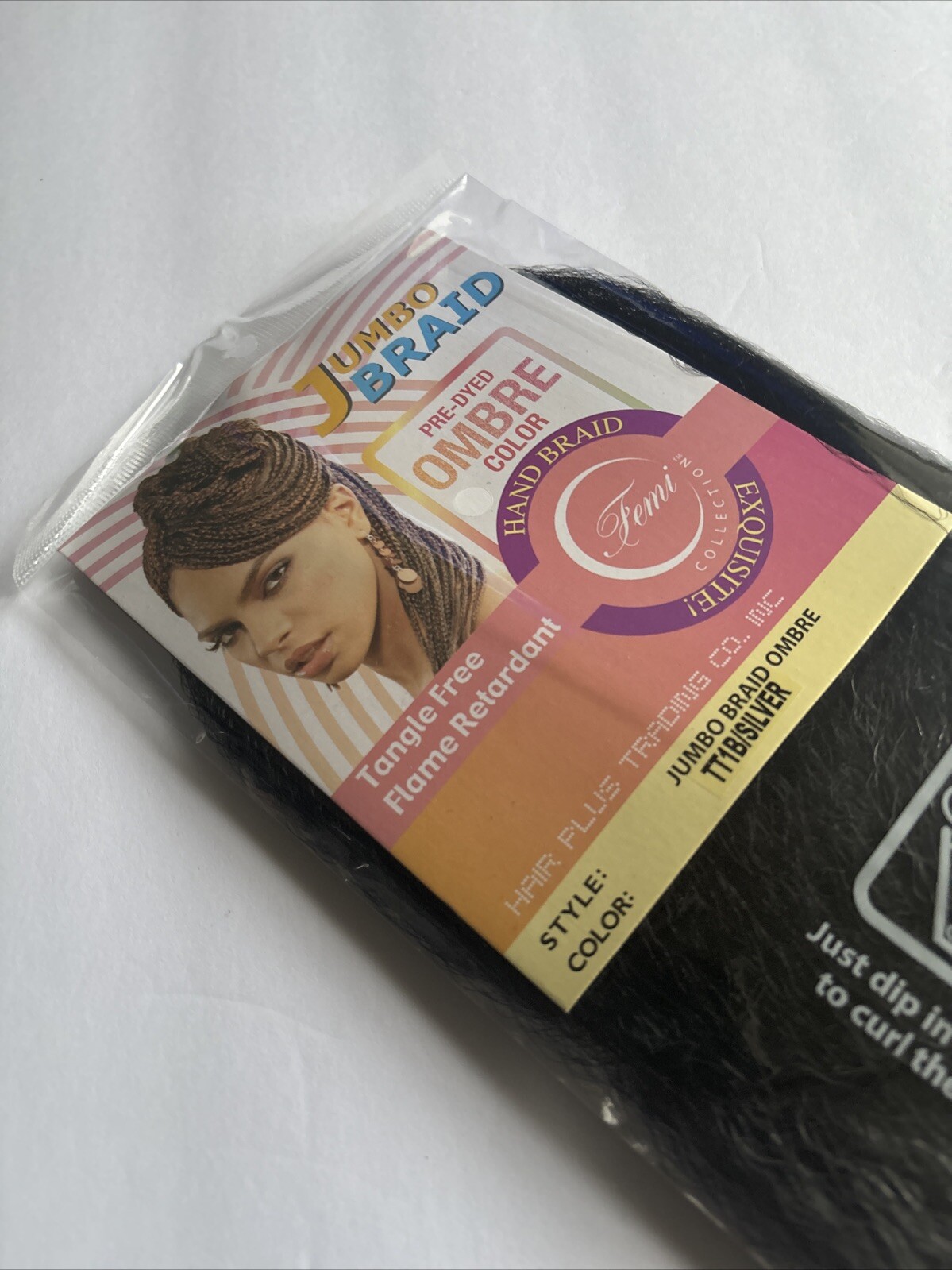jumbo braid premium soft hair. Remy Feeling Blue Colored Ombré TT1B/silver