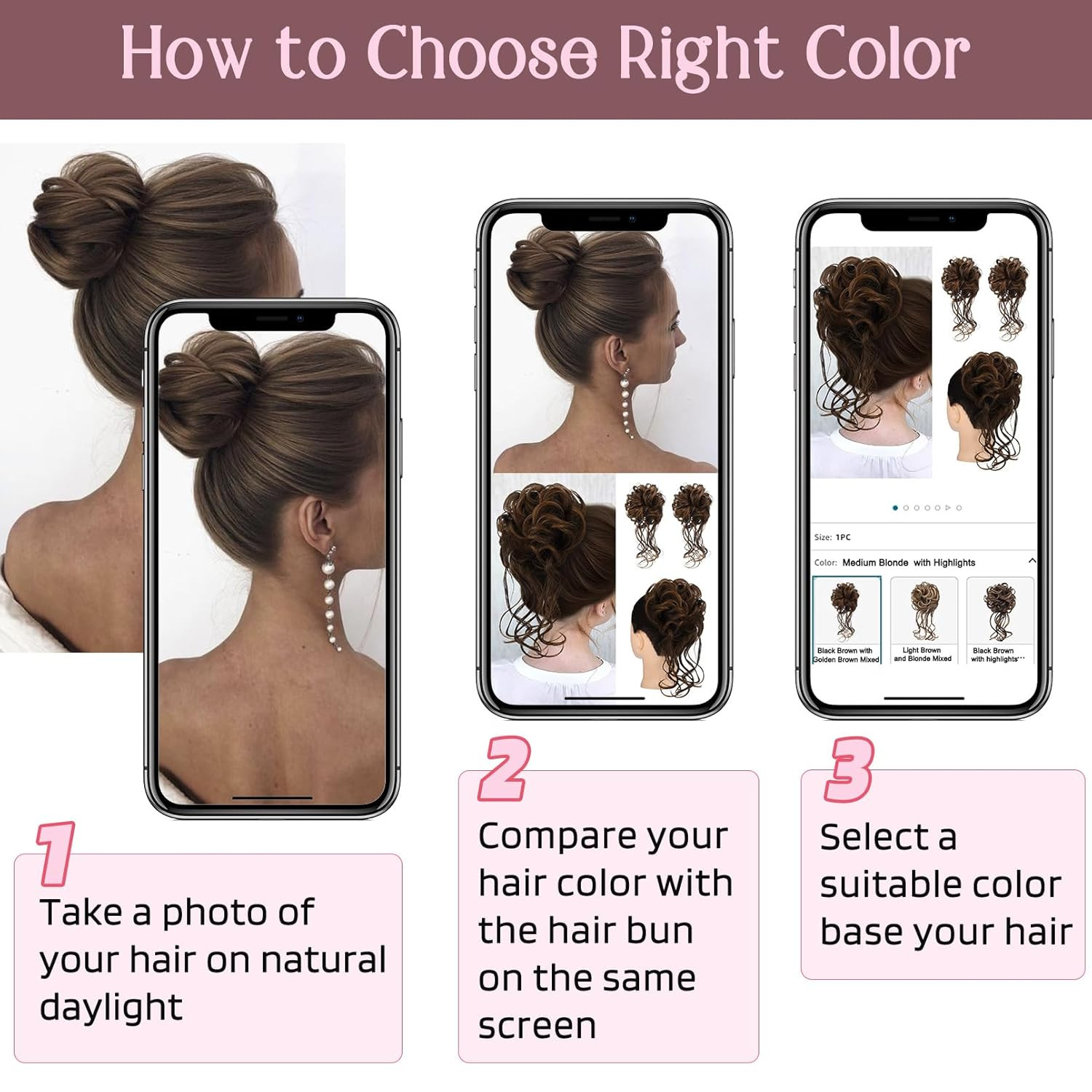 2PCS Messy Bun Hair Piece, Tousled Updo with Tendrils Bun Extensions Wavy Curly