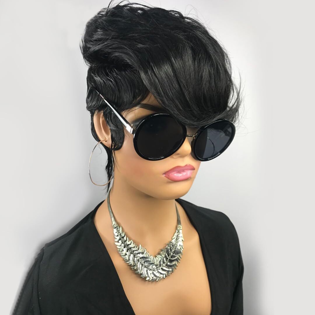 Fashion Pixie Cut Wigs for Women Loose Deep Wave Finger Wave 100% Human Hair Wig