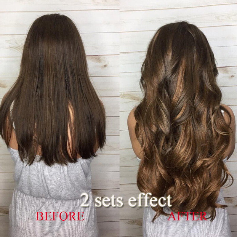Thick One Piece Clip In 100% Remy Human Hair Extensions 3/4 Full Head Weft Ombre