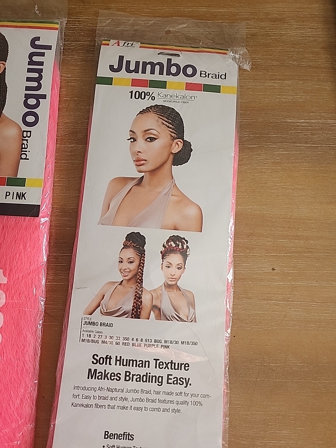 Jumbo Braid Synthetic Braid 100% Kanekalon 48″ Pack 3 Pink Hair Afri Naptural
