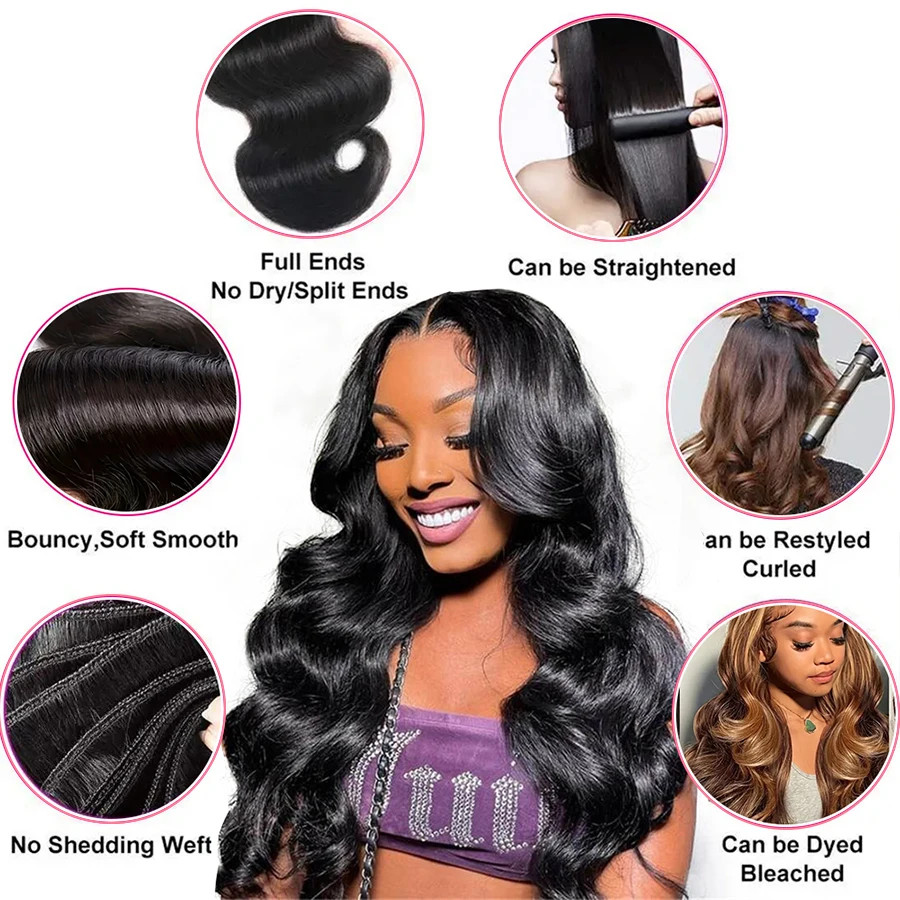 Body Wave Bundles Human Hair Natural Black Brazilian Hair Weave Bundles Human