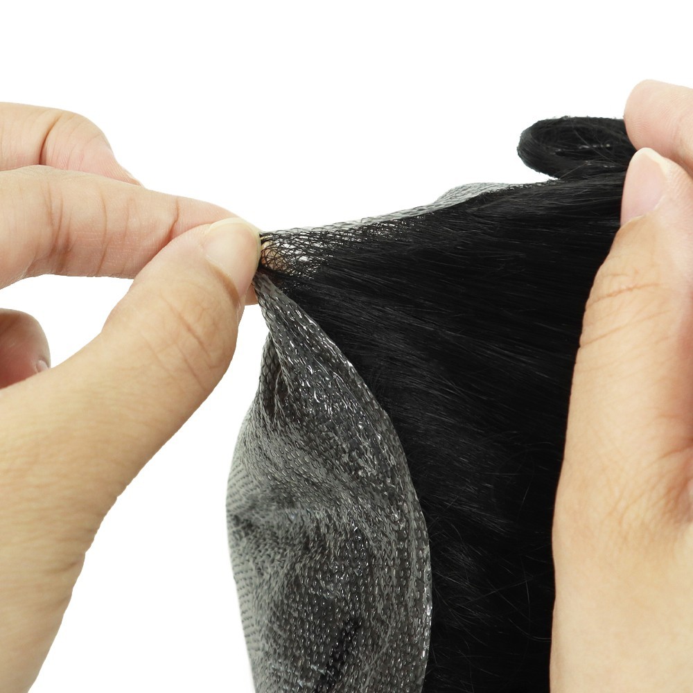 Mens Toupee Human Hair Replacement System Ultra Thin Skin 90% Denisty Hairpieces