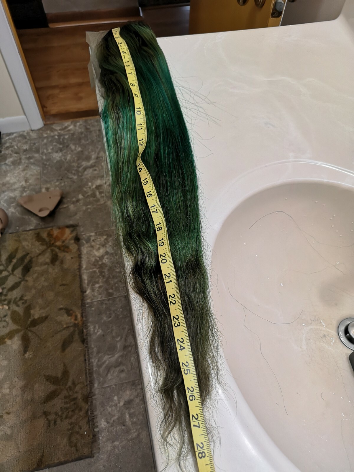 Custom High Quality 24” Soft Silk Green Brown Human Hair Front Lace Wig
